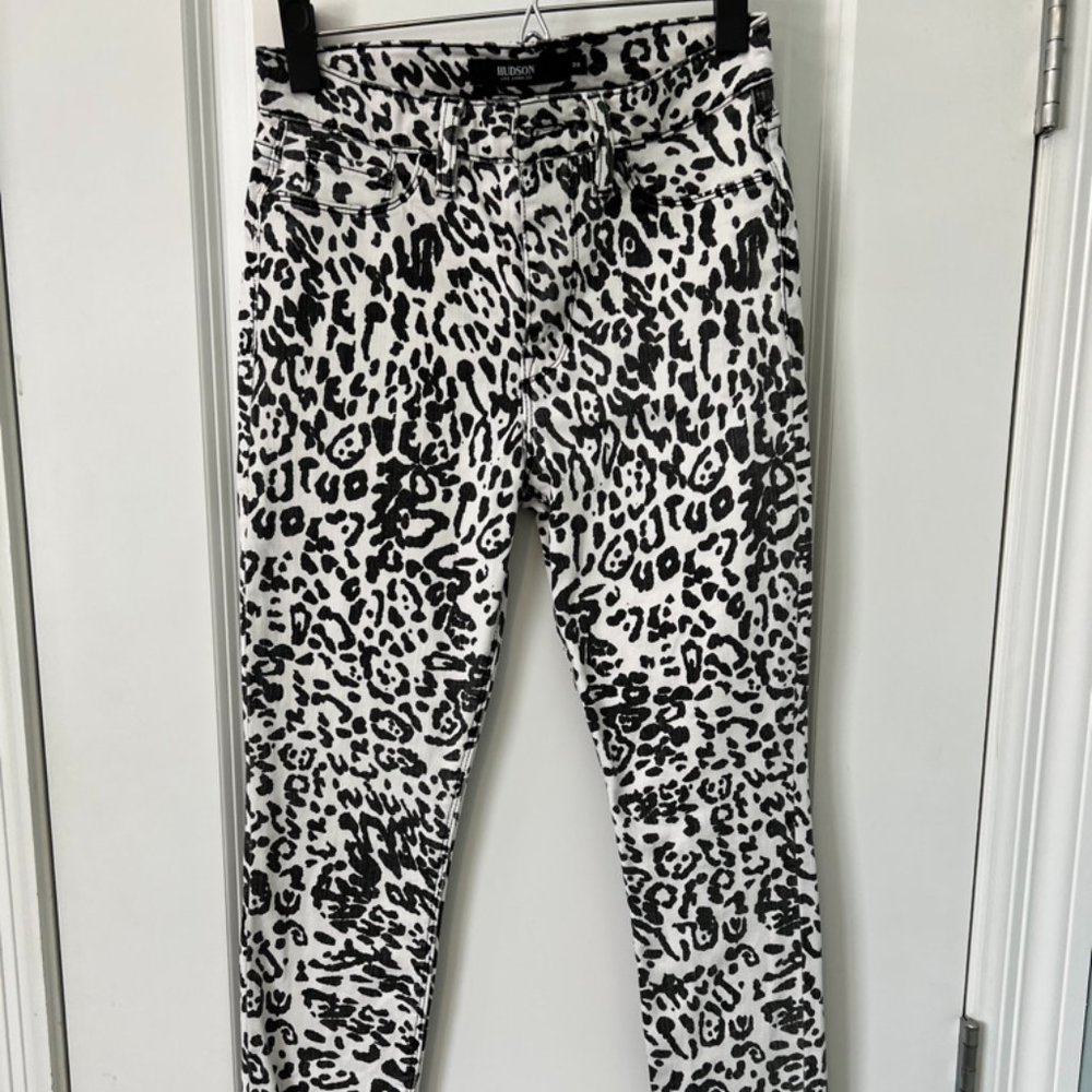 Hudson Barbara High-Rise Super Skinny Animal Print Jeans 26